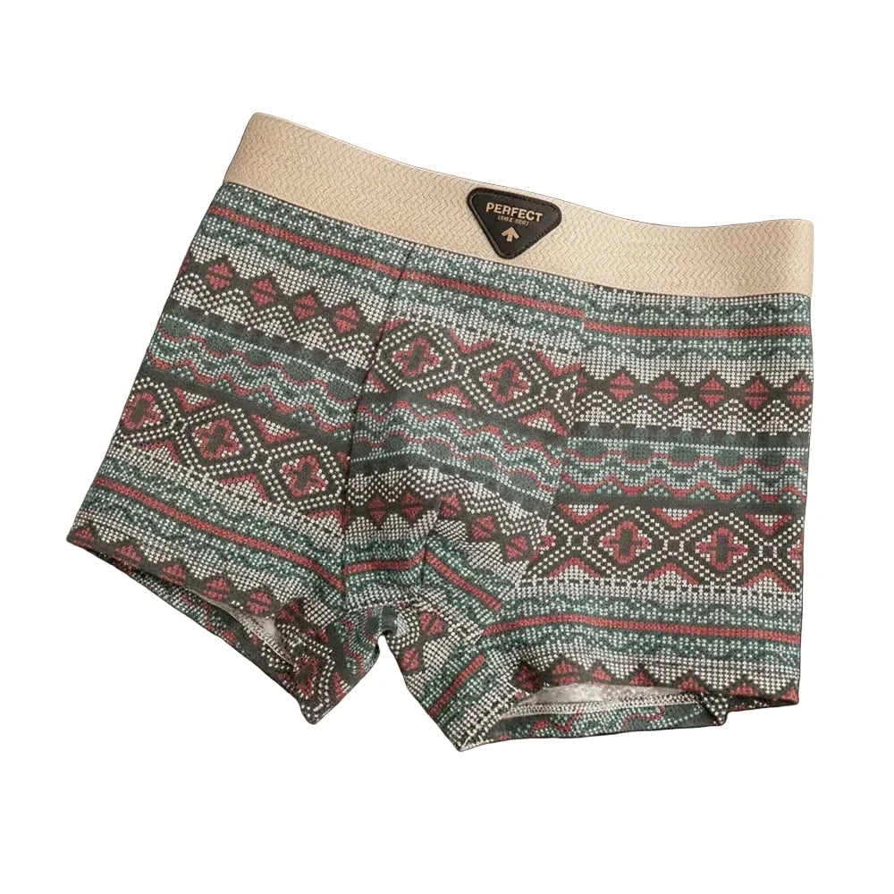 Men's Patterned Cotton Boxer Briefs – Breathable Comfort-Fit Underwear