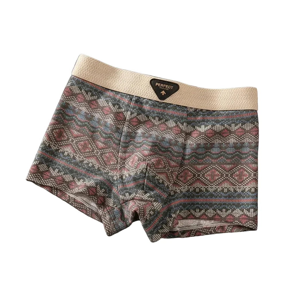 Men's Patterned Cotton Boxer Briefs – Breathable Comfort-Fit Underwear