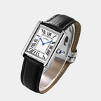 Men's Square Watch with Leather Strap