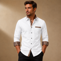 Men's Slim-Fit Long-Sleeve Shirt – Printed-Detail Button-Up