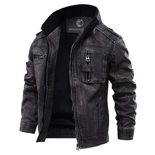 Men's Multi-Pocket PU Leather Biker Jacket