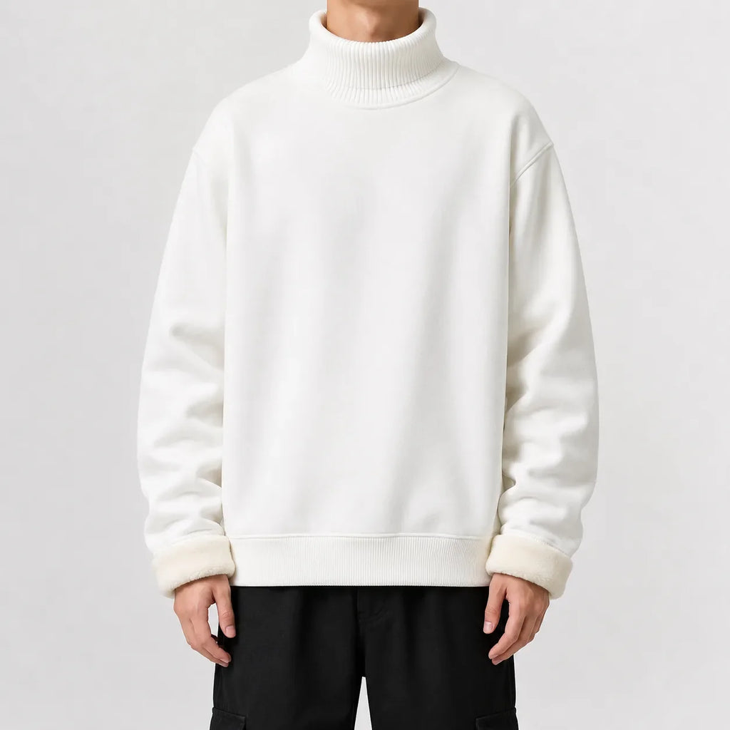 Men's Fleece-lined Jumper with Turtle Neck