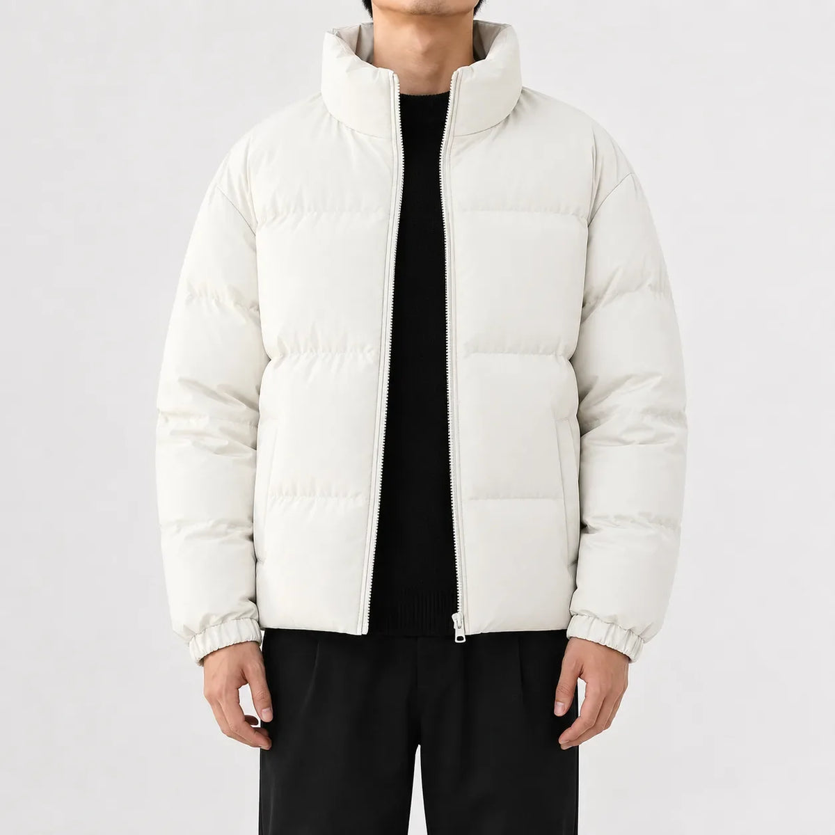 Men's Puffer Jacket with High Collar