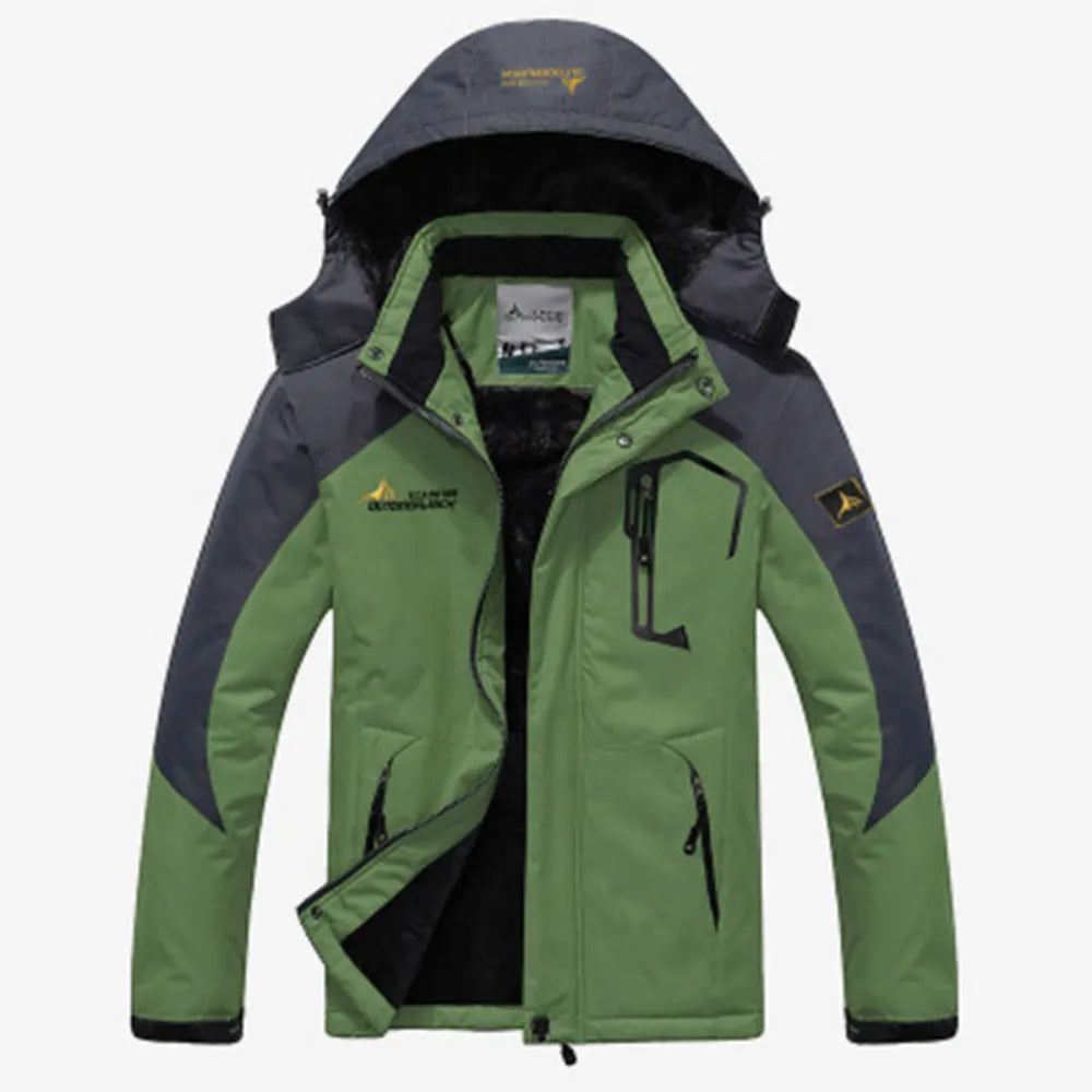 Men's Windproof Ski Jacket – Insulated Hooded Layer
