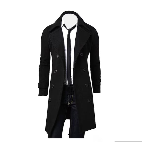 Men's Double-Breasted Longline Trench Coat