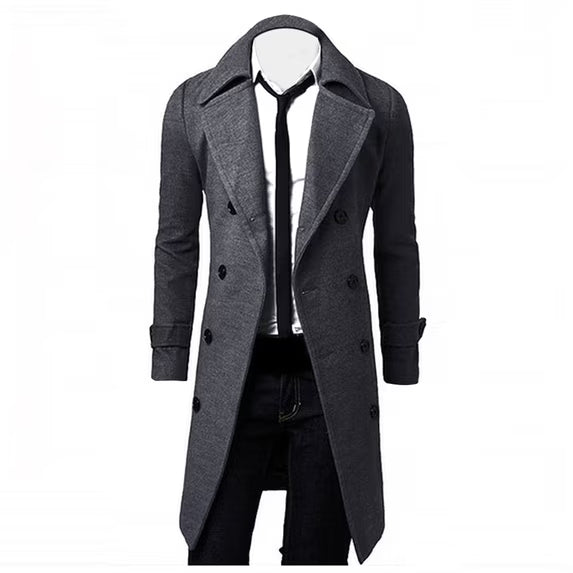 Men's Double-Breasted Longline Trench Coat