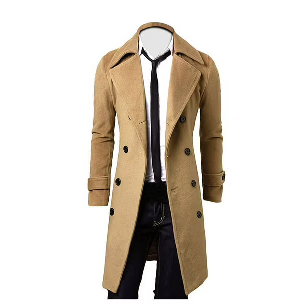 Men's Double-Breasted Longline Trench Coat