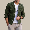 Men's Fitted Denim Trucker Jacket with Flap Pockets