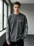 Men's Crew-Neck Longsleeve with Script Graphics – Six Colours