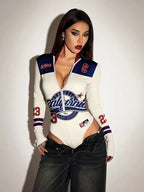 Women's Long-sleeve Bodysuit with stand collar