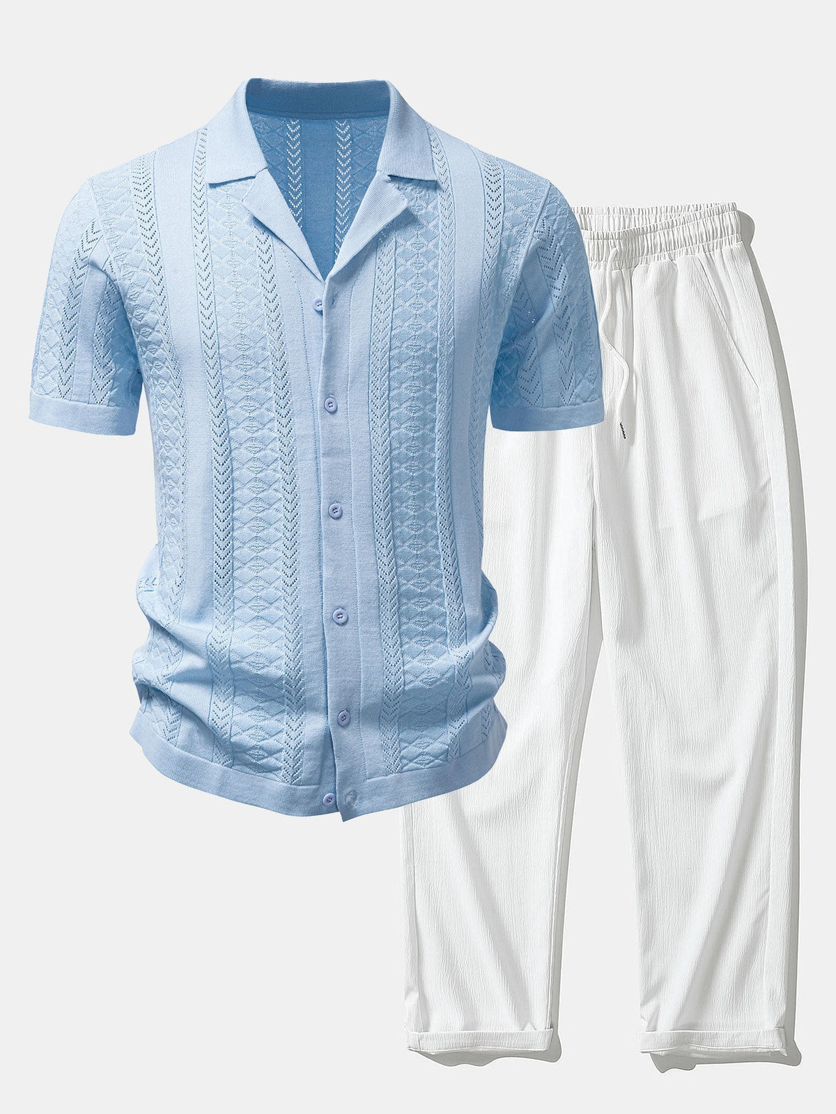 Men's Viscose Open-Knit Shirt and Crinkle Trousers