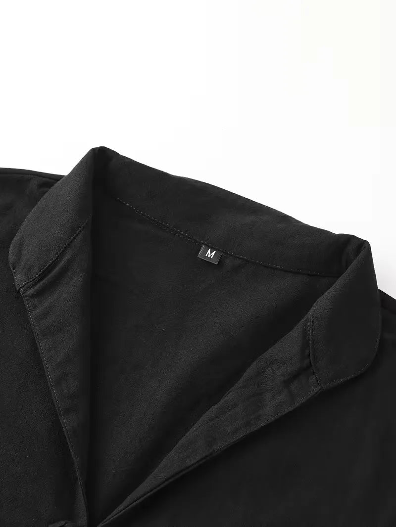Men's Mandarin Collar Shirt and Trouser Set