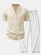 Men's Viscose Open-Knit Shirt and Crinkle Trousers