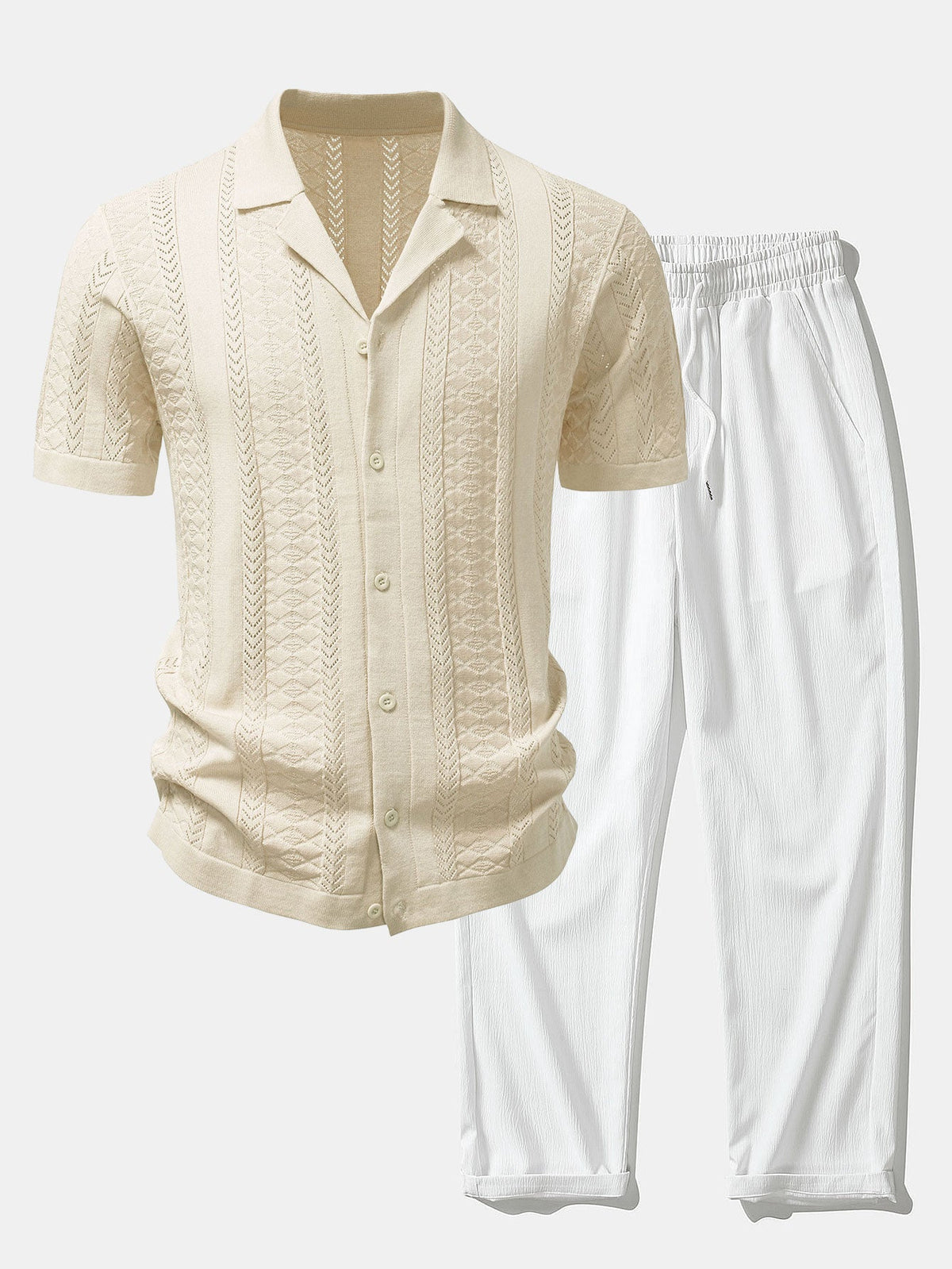 Men's Viscose Open-Knit Shirt and Crinkle Trousers