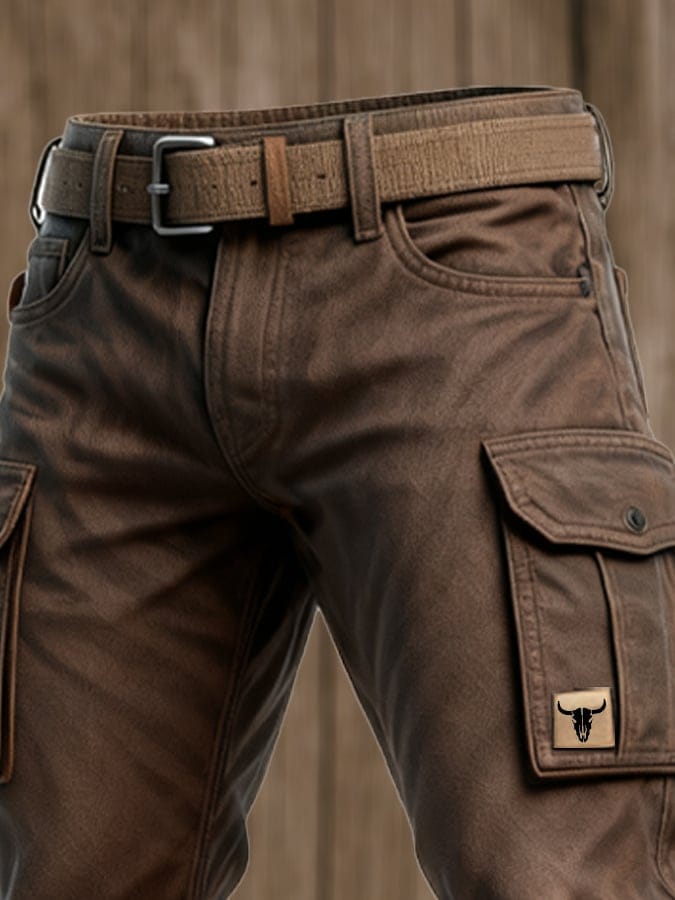 Men's Slim-Fit Cargo Trousers with Flap Pockets – Washed Utility Style