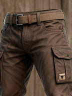 Men's Slim-Fit Cargo Trousers with Flap Pockets – Washed Utility Style