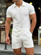 Men's Polo and Shorts Summer Set in White