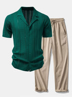 Men's Viscose Open-Knit Shirt and Crinkle Trousers