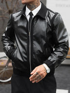 Men's Bomber Jacket with Collared Neckline