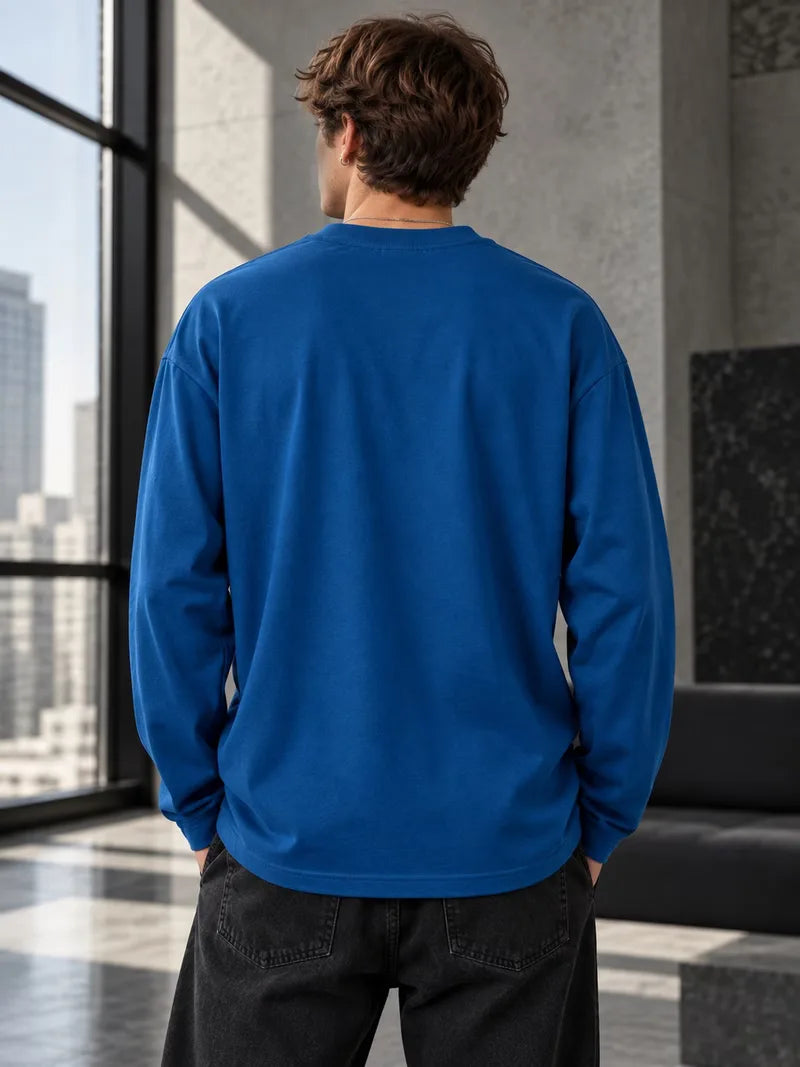 Men's Crew-Neck Longsleeve with Script Graphics – Six Colours