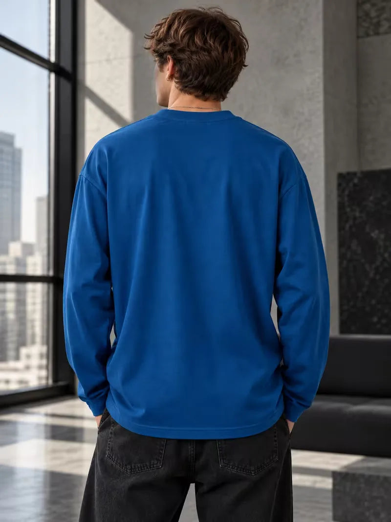 Men's Crew-Neck Longsleeve with Script Graphics – Six Colours