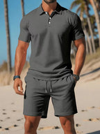 Men's Polo and Shorts Summer Set in Light Blue