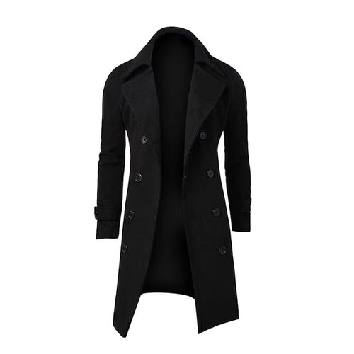 Men's Double-Breasted Longline Trench Coat