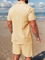 Men's Short Sleeve Shirt and Shorts Set in Apricot