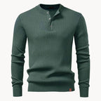 Men's Ribbed Henley Knit Jumper – Button Neck