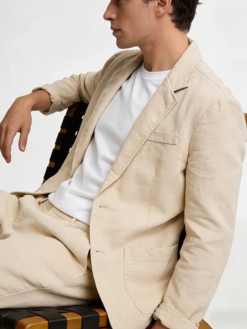 Men's Single-Breasted Blazer with Notch Lapel
