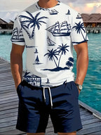 Men's Tropical Print T-Shirt and Shorts Set
