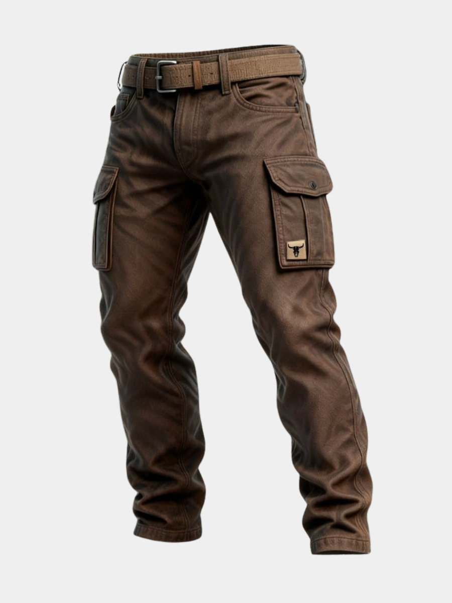 Men's Slim-Fit Cargo Trousers with Flap Pockets – Washed Utility Style