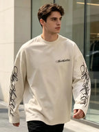 Men's Crew-Neck Longsleeve with Script Graphics – Six Colours