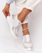 Women's Lace-and-zip Trainers – Beige