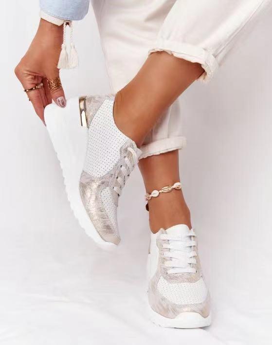 Women's Lace-and-zip Trainers – Beige