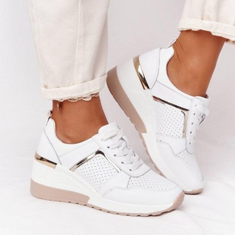 Women's Lace-and-zip Trainers – Beige