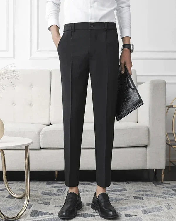 Men's Classic Pleated Trousers with Tapered Leg
