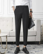 Men's Classic Pleated Trousers with Tapered Leg
