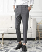 Men's Classic Pleated Trousers with Tapered Leg