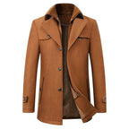 Men's Windproof Winter Coat – Double-Button, Warm Lined