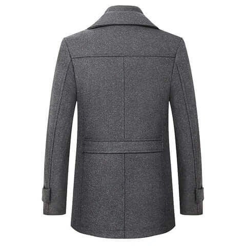 Men's Windproof Winter Coat – Double-Button, Warm Lined