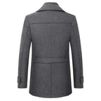 Men's Windproof Winter Coat – Double-Button, Warm Lined