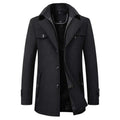 Men's Windproof Winter Coat – Double-Button, Warm Lined
