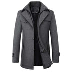 Men's Windproof Winter Coat – Double-Button, Warm Lined