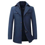 Men's Windproof Winter Coat – Double-Button, Warm Lined
