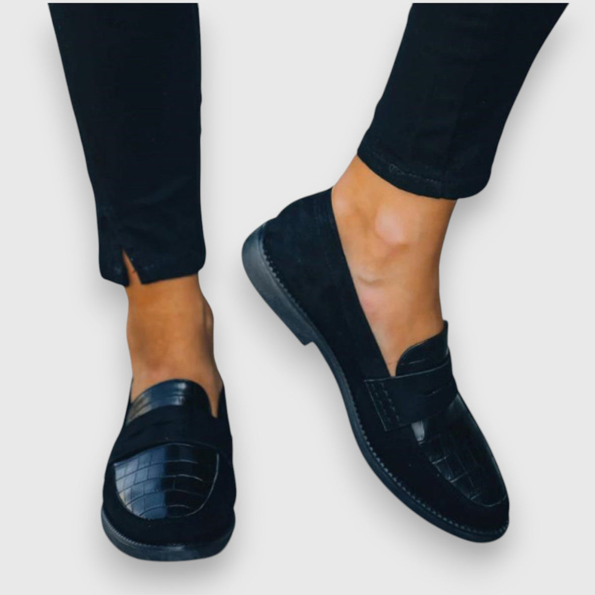 Men's Penny Loafers with Textured Front Panel