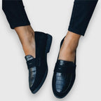 Men's Penny Loafers with Textured Front Panel