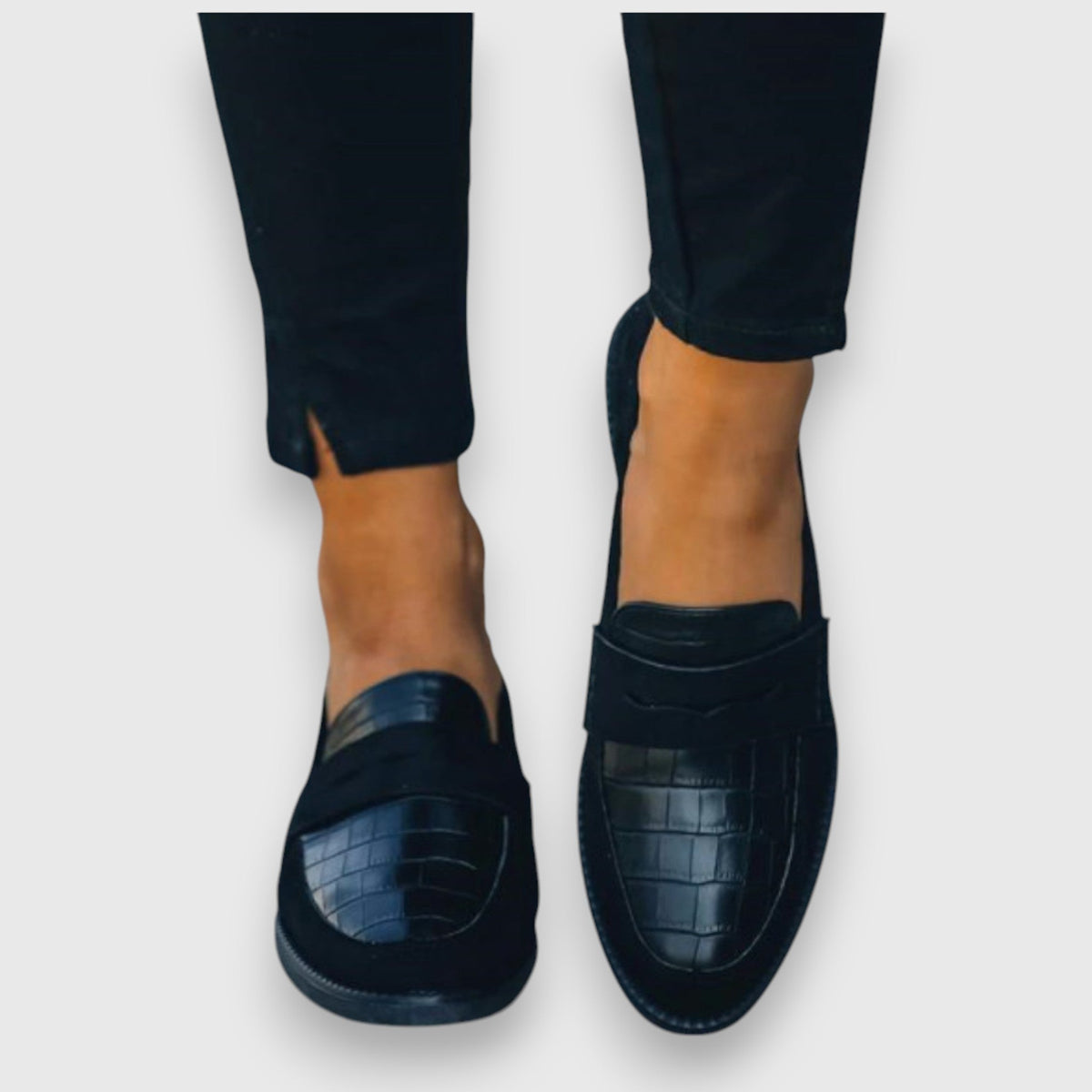 Men's Penny Loafers with Textured Front Panel