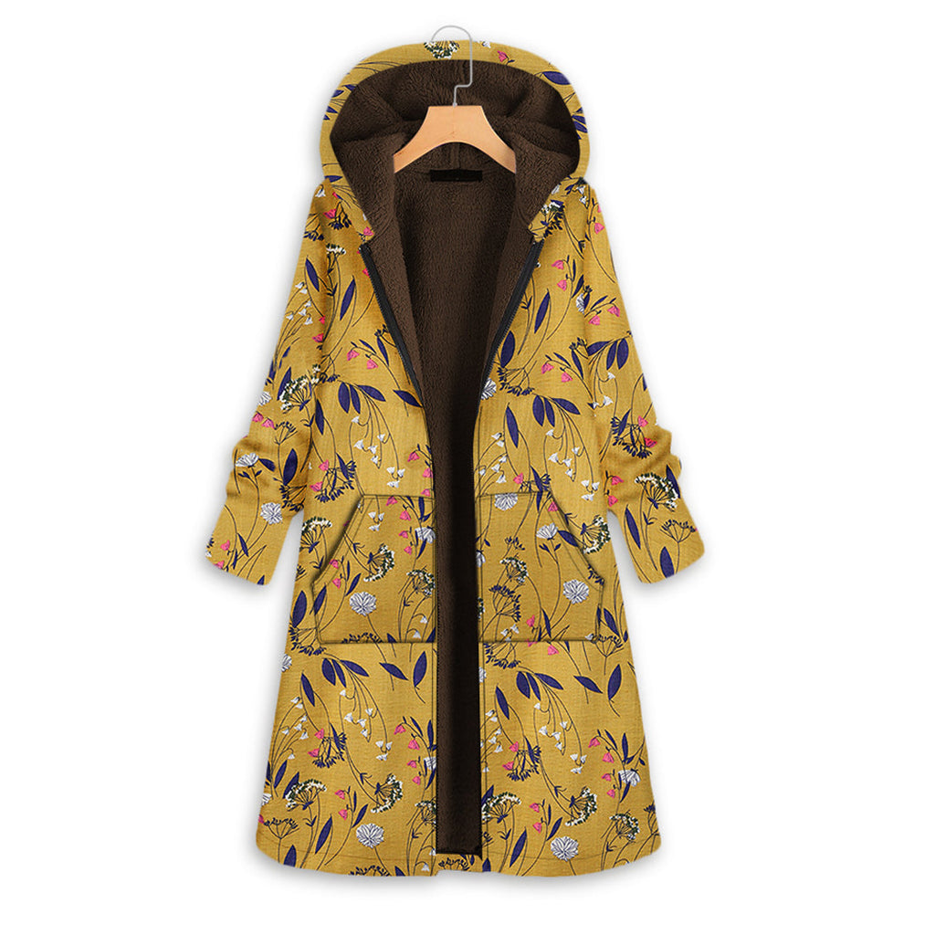 Women's Zip-front Coat with hood – Yellow