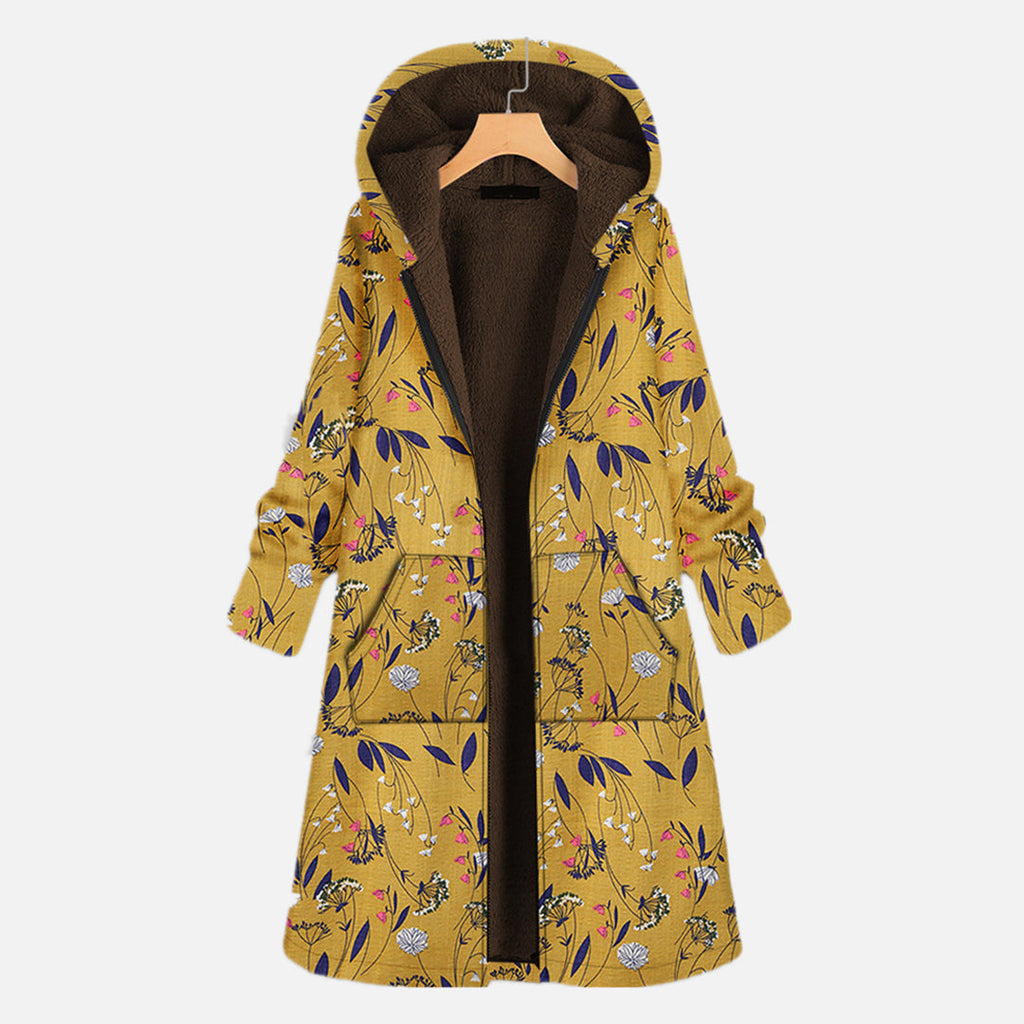 Women's Zip-front Coat with hood – Yellow